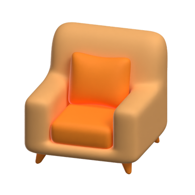 Sofa 3D House Furniture Icon With Pillows 3D Graphic