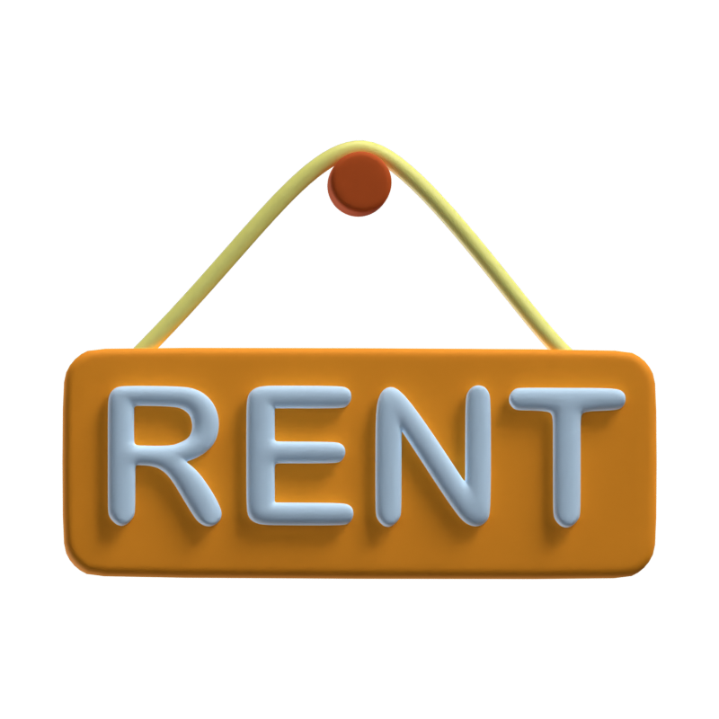 Rent Board 3D Icon For Real Estate 3D Graphic