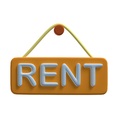 Rent Board 3D Icon For Real Estate 3D Graphic