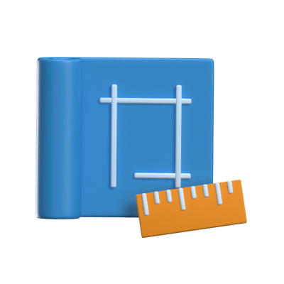 Blueprint With A Ruler 3D Icon For Real Estate Construction 3D Graphic