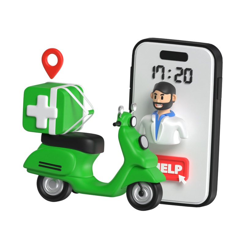 Facilitating Medicine Delivery Services 3D Scene 3D Illustration