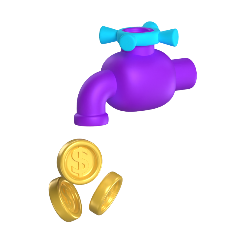 Money Faucet 3D Illustration