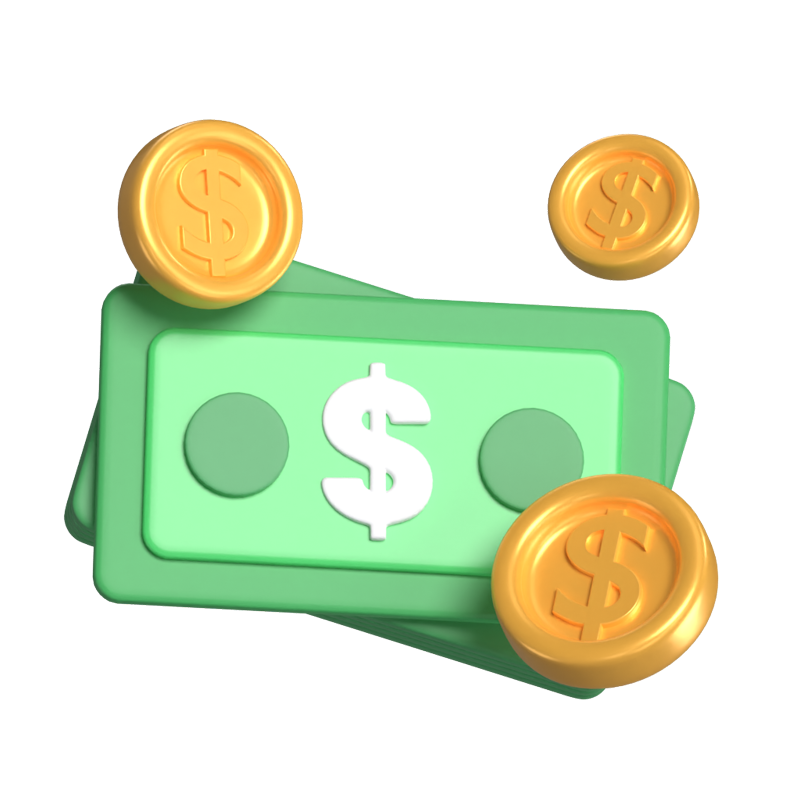 Coin & Dollar 3D Illustration