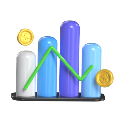 Coin And Chart 3D Graphic