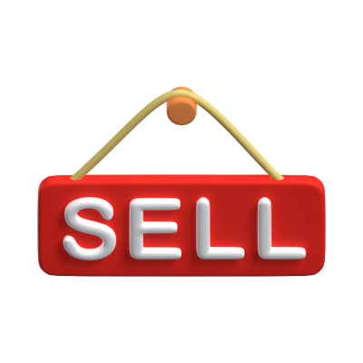 Sell Board 3D Icon For Real Estate 3D Graphic