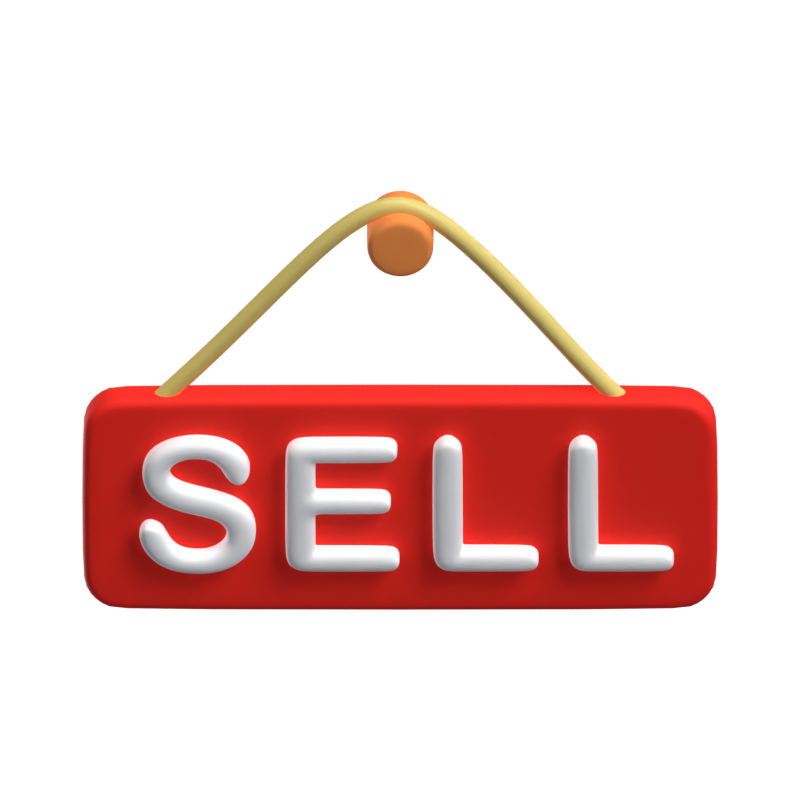 Sell Board 3D Icon For Real Estate 3D Graphic