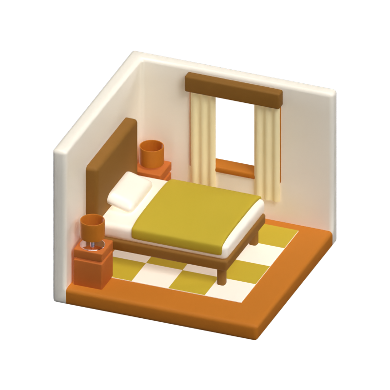 Schlafzimmer 3D-Symbol für Immobilien 3D Graphic