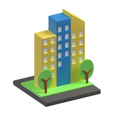 City Illustrated With Buildings And Trees 3D Icon For Real Estate 3D Graphic