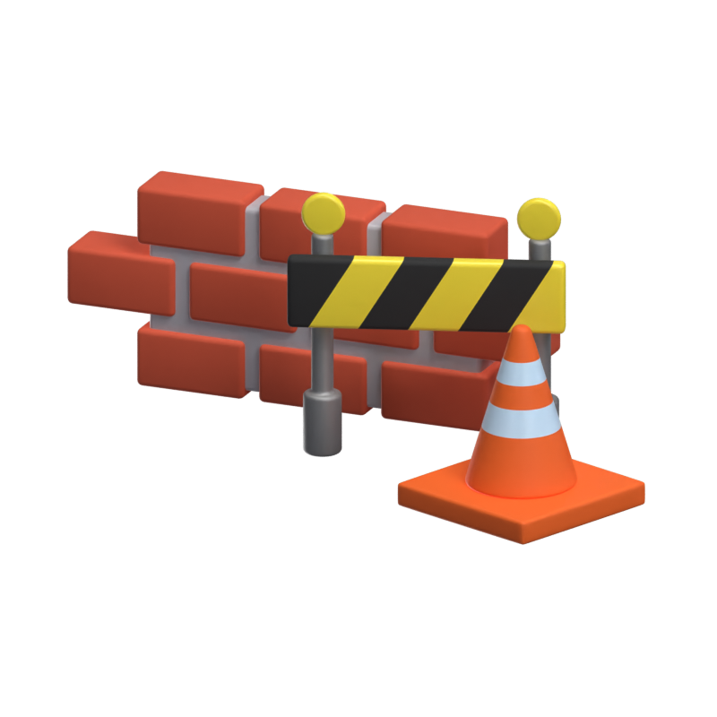 Building Construction With A Cone 3D Icon For Real Estate 3D Graphic