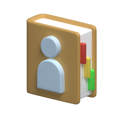 libro de contactos con avatar en la portada icono 3d para inmobiliarias 3D Graphic