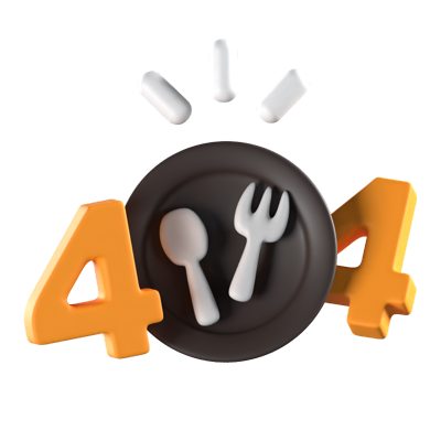 404 Food Not Found Animated 3D Icon 3D Graphic