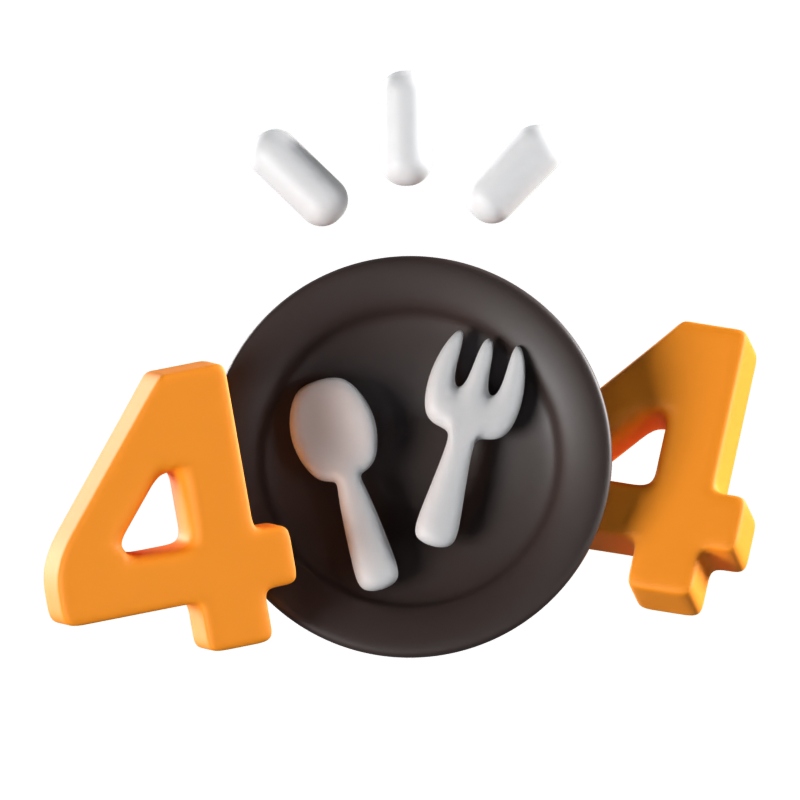 404 Comida no encontrada Icono 3D animado 3D Graphic