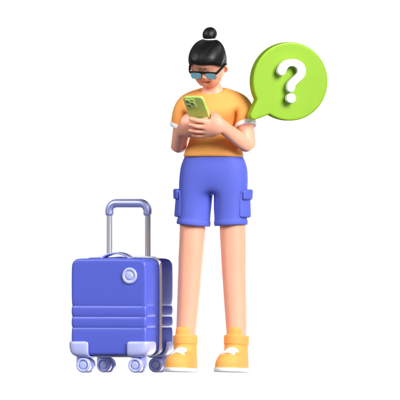 No Booking History With A Girl Operating The Travel Application 3D Illustration 3D Illustration