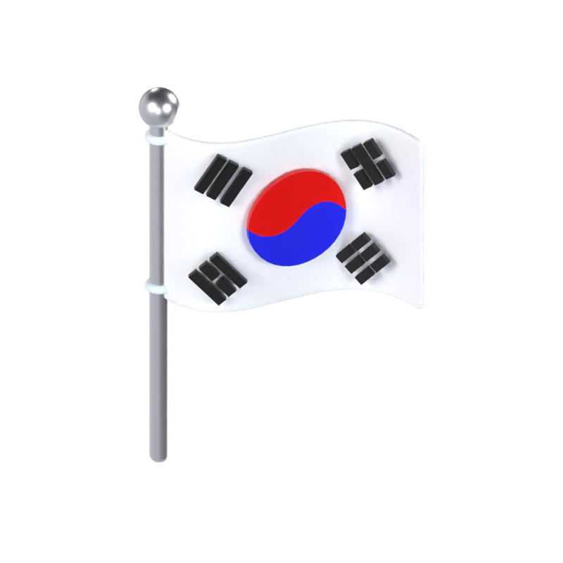 South Korea Flag 3D Model