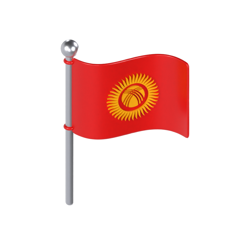 Kirgisistan Flagge 3D Modell