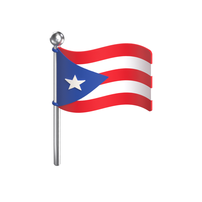 Modelo 3D da bandeira de Porto Rico 3D Graphic