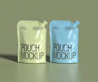 3D Mockup Of Two Pouch Mockup 3D Template