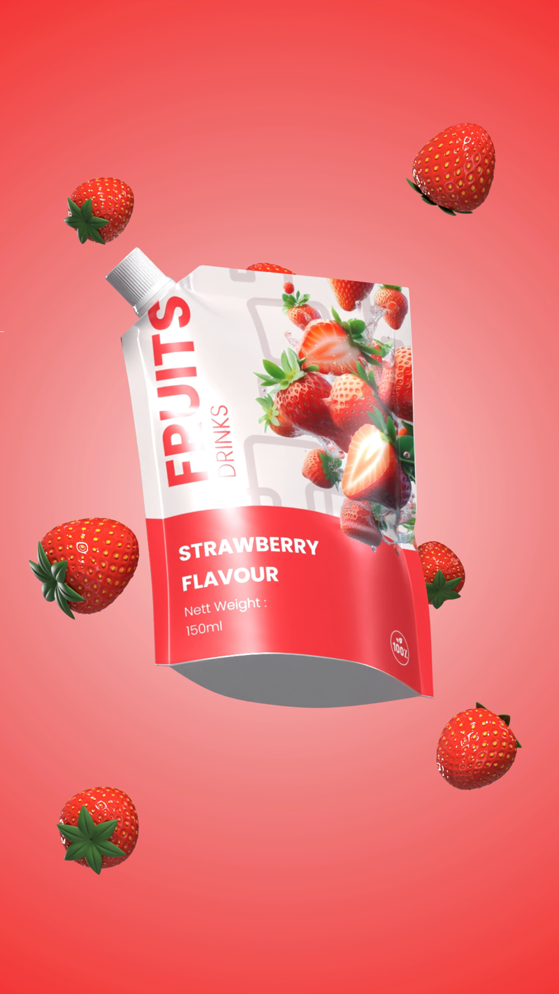 Fruit Pouch Drink 3D Animated Mockup 3D Graphic