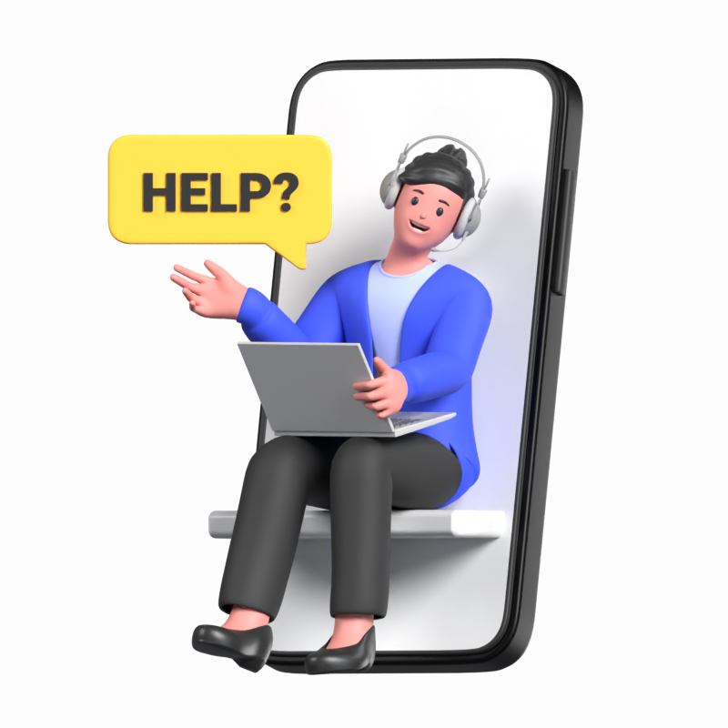 A Female Customer Service Person Sits In Front Of The Phone And Provides Online Consultation 3D Illustration 3D Illustration
