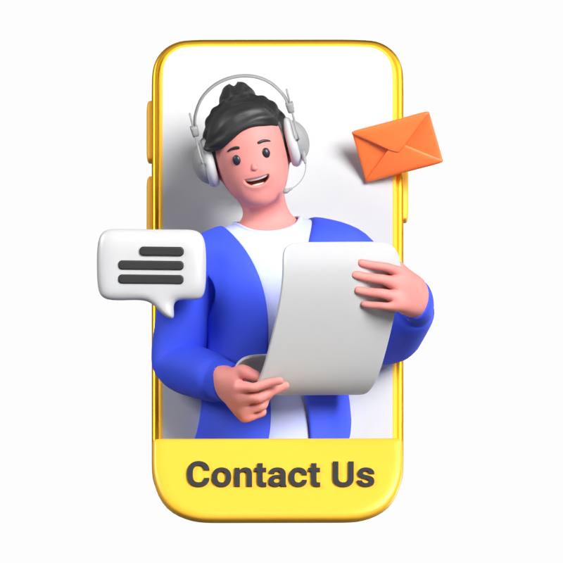 A Female Customer Service Person Holding Documents Appeared From The Phone 3D Illustration 3D Illustration