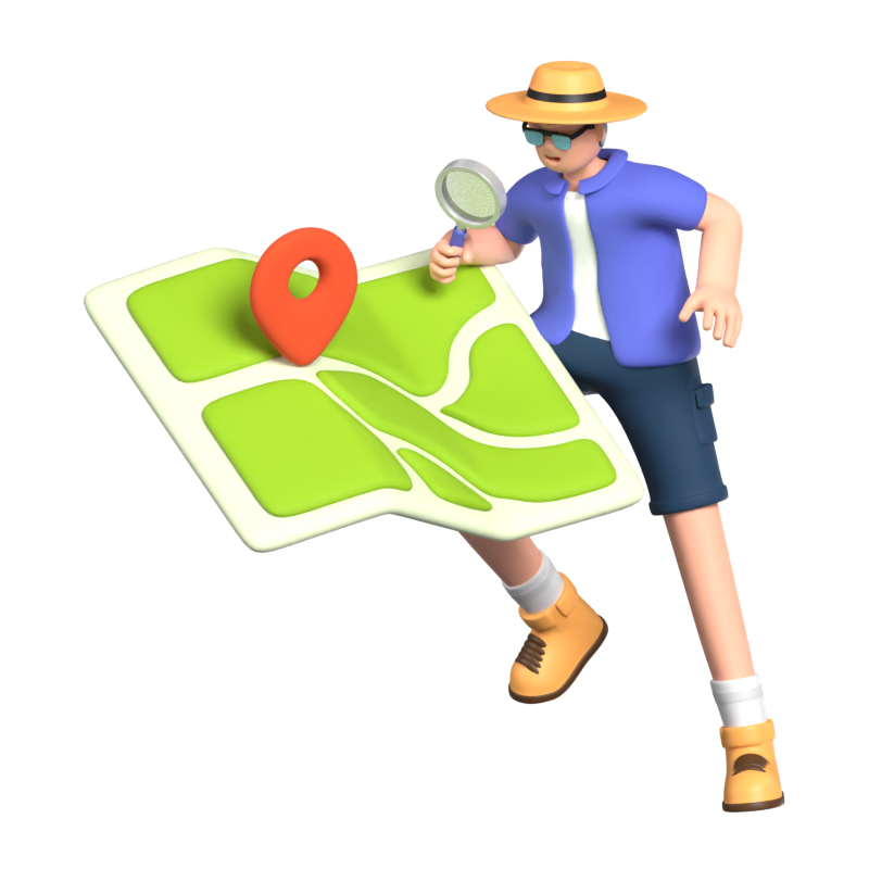 Search Activity 3D Illustration Of A Man Looking On A Map 3D Illustration
