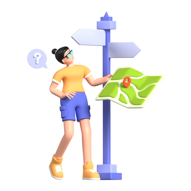 3D Illustration Of No Search Results Found With A Lost Girl Carrying A Map 3D Illustration