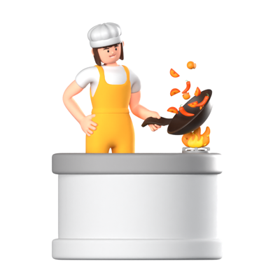 Customer Order Food Preparation Process In The Kitchen 3D Illustration 3D Illustration