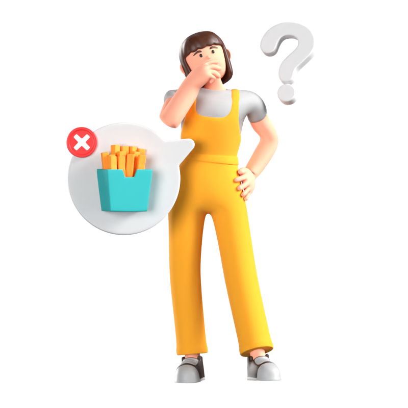 Girl Confused Because The Food She Was Looking For Was Not Found 3D Illustration 3D Illustration