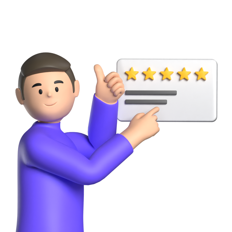 Man Character Thanking For Giving Five Stars Feedback 3D Illustration  3D Illustration