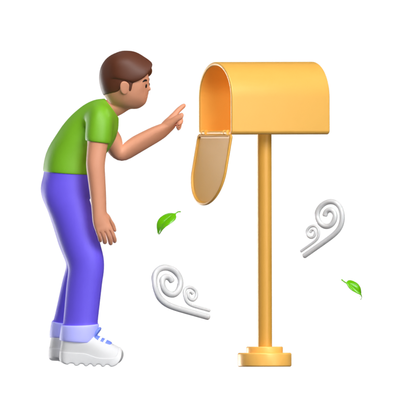 Boy Searching The Empty Mail Box 3D Illustration 3D Illustration