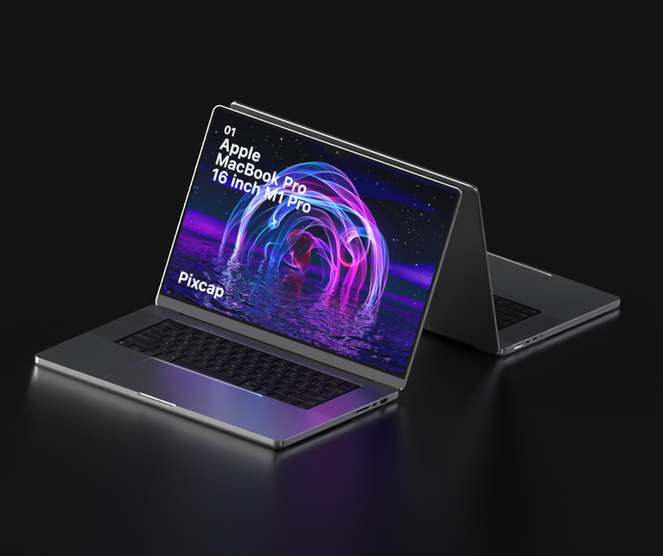 mockup isométrico animado em 3d do apple macbook 3D Template