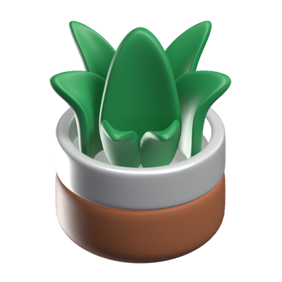 Desk Grass Plant In A Pot 3D Icon 3D Graphic