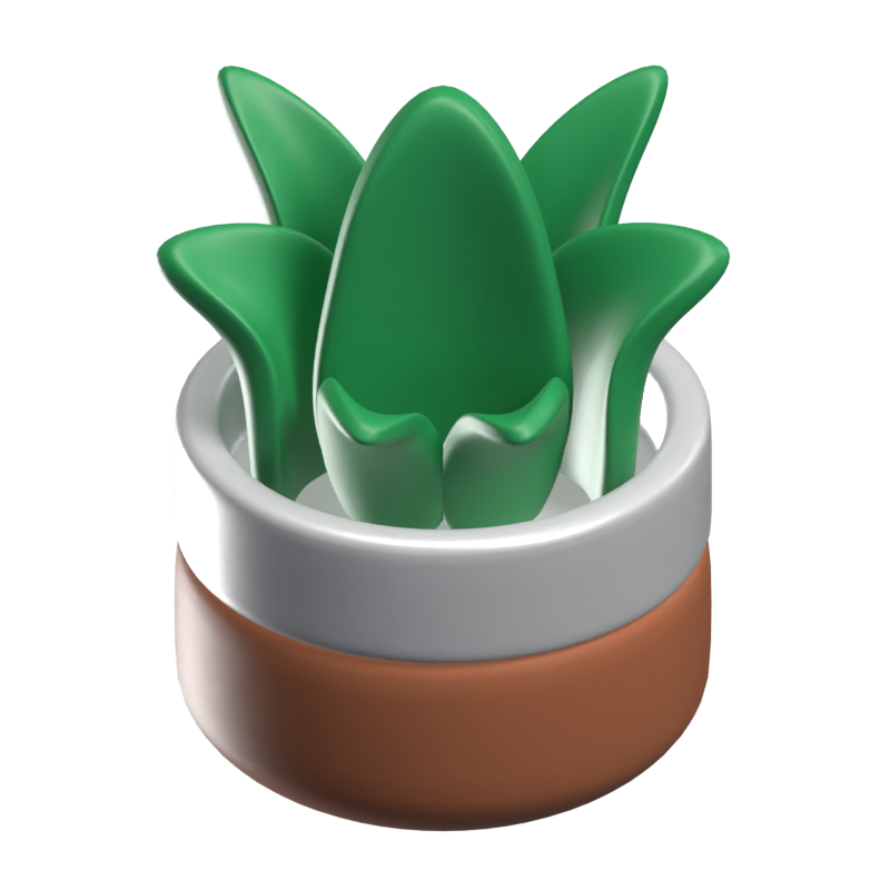 Desk Grass Plant In A Pot 3D Icon 3D Graphic