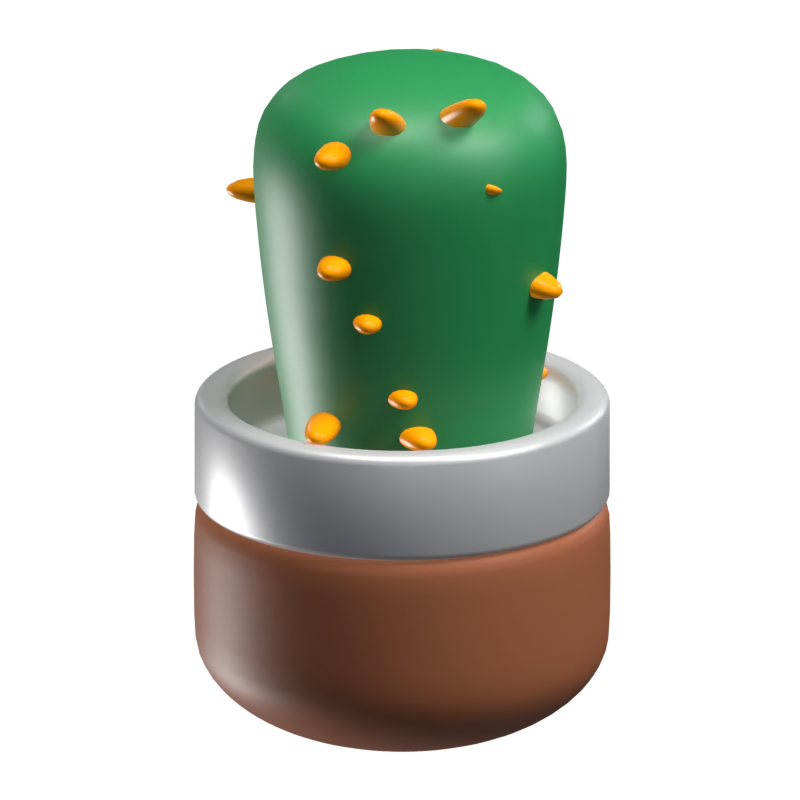 Schreibtisch-Kaktus 3D-Symbol