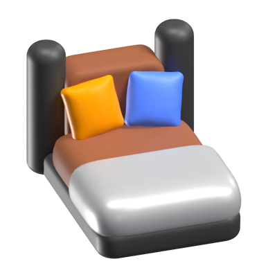 Bed With Two Pillows 3D Icon Model 3D Graphic