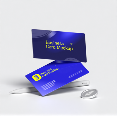 3D Business Card Branding Mockup Kit For Fintech Industry With Simple And Clean Style 3D Template