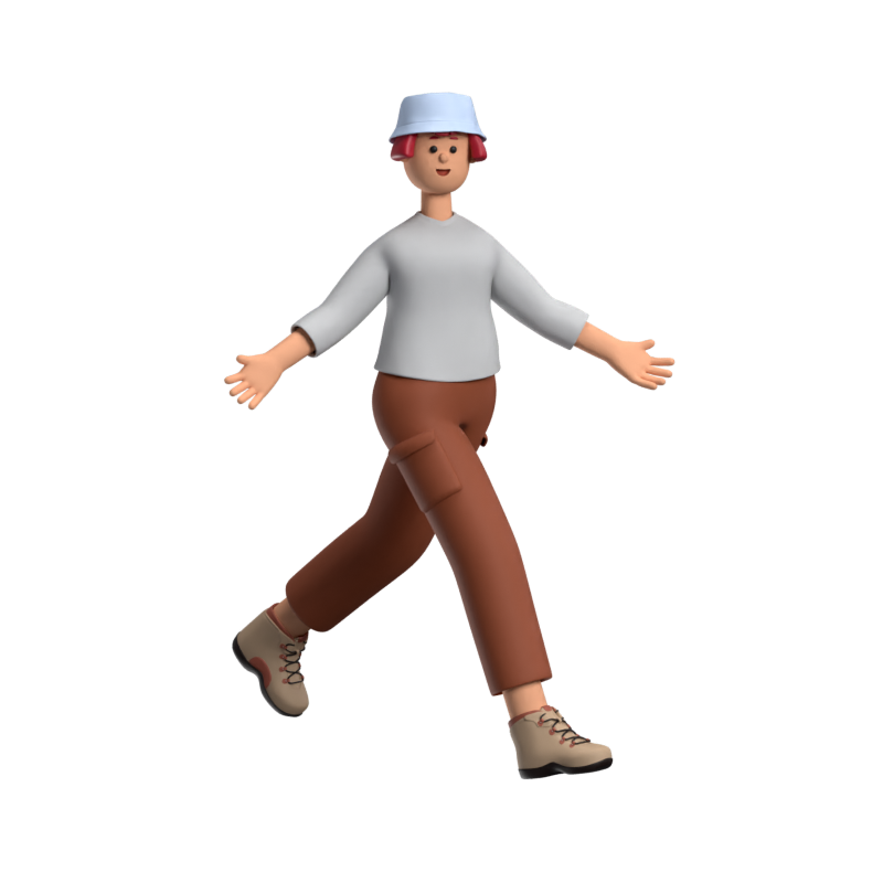 Personagem 3D do aplicativo Sam Travel