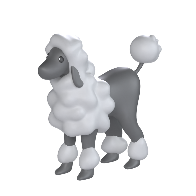 Modelo 3D do cão Poodle