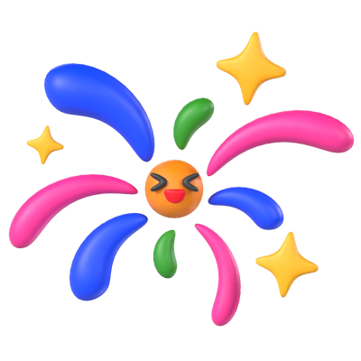 3D Firework Model With Amused Face 3D Graphic