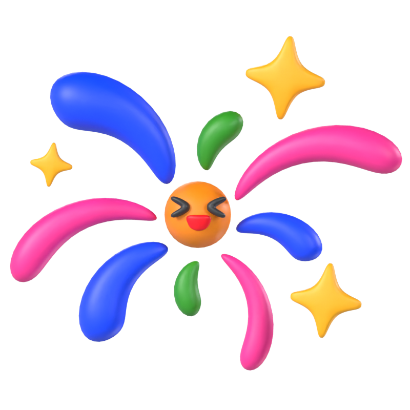 3D Firework Model With Amused Face 3D Graphic