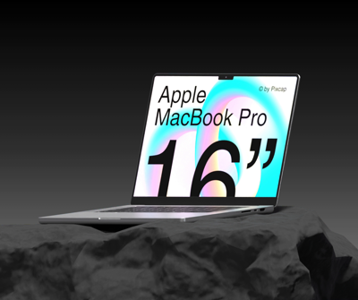 Macbook Pro On Stone 3D Animated Mockup 3D Template
