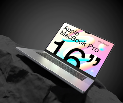 Perspective Macbook Pro On Stone 3D Animated Mockup 3D Template