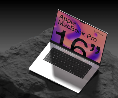 Macbook Pro On Stone 3D Animated Mockup 3D Template