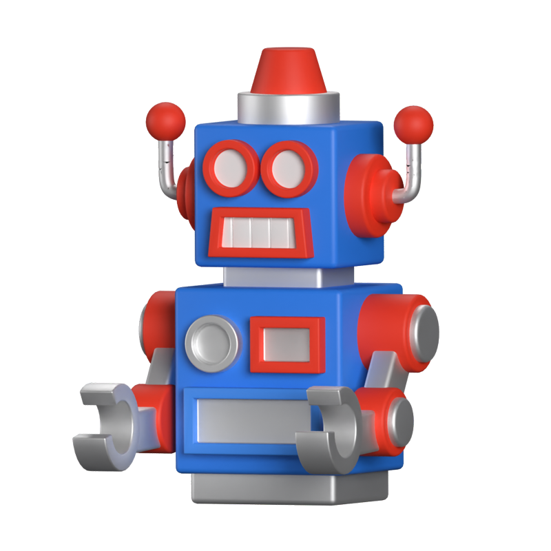 Retro Roboter 3D Animierte Ikone 3D Graphic