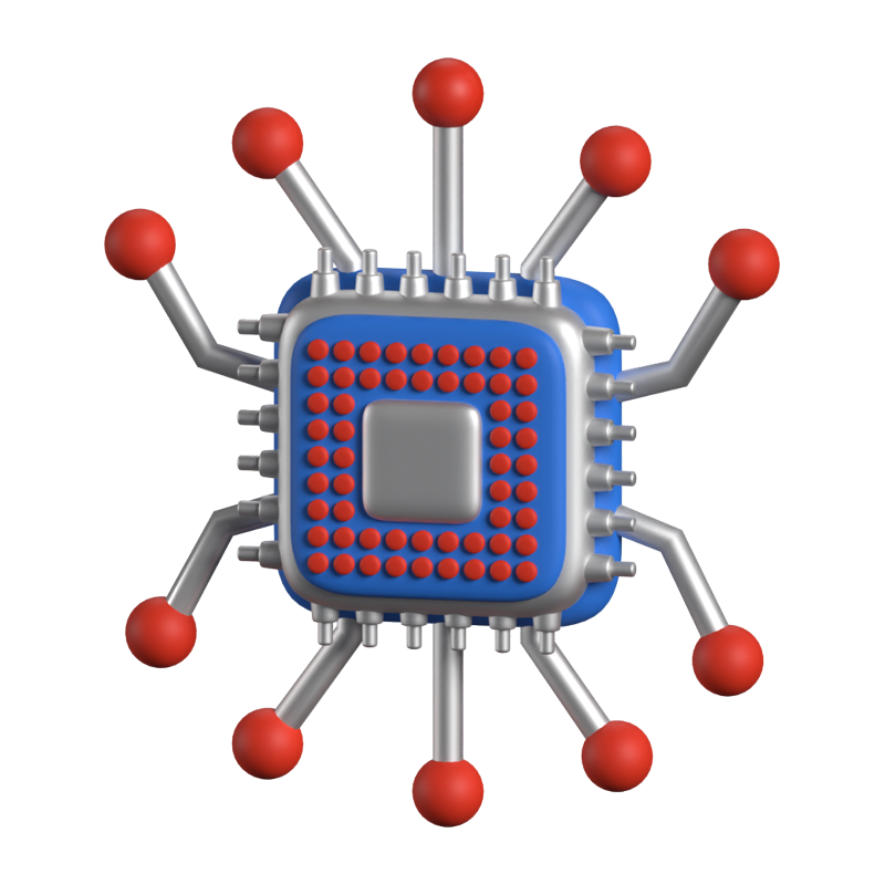 Ícone animado 3D de microchip 3D Graphic