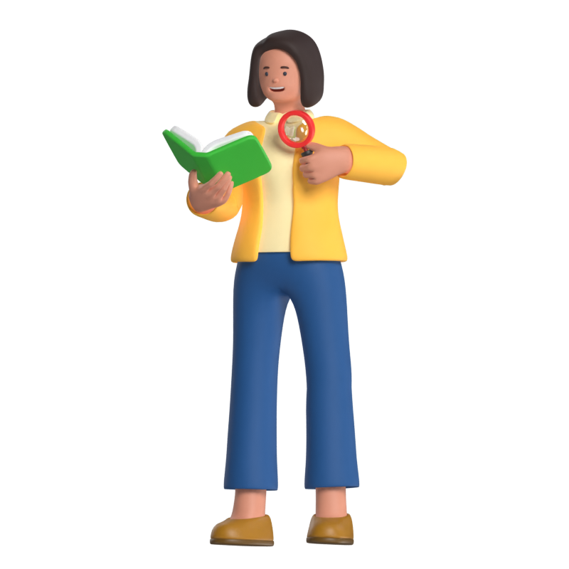 Teacher Reading Book Carefully 3D Scene 3D Illustration