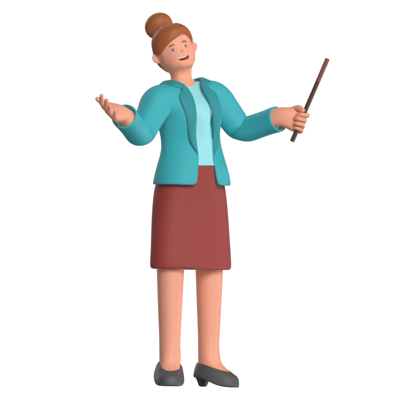 Woman Teacher Holding a Stick 3D Stick 3D Graphic