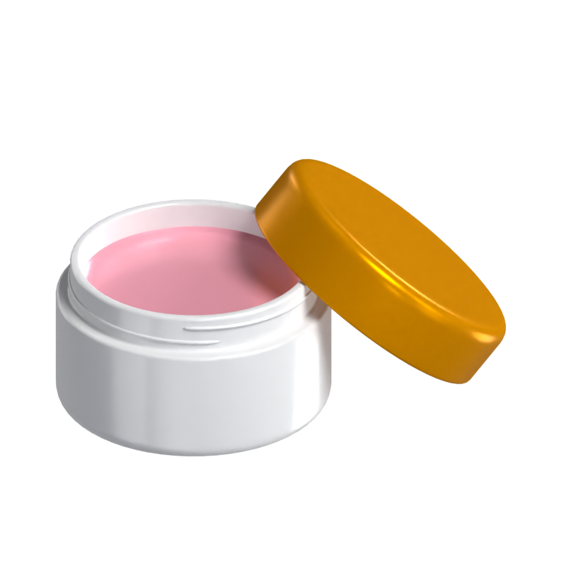 3D Face Cream In Opened Jar With Lid Leaning On Edge 3D Graphic