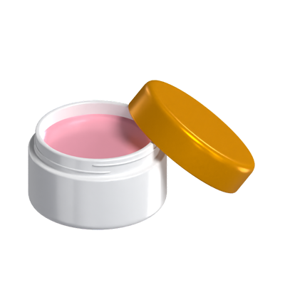 3D Face Cream In Opened Jar With Lid Leaning On Edge 3D Graphic