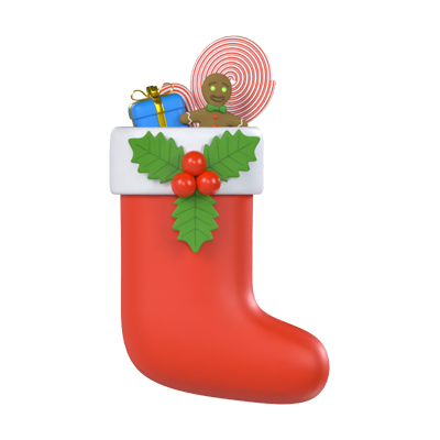 Christmas Sock With Gifts 3D Model 3D Graphic